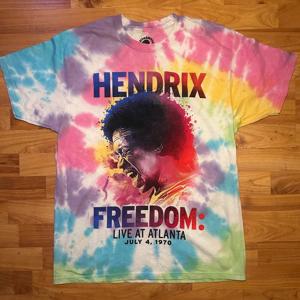 Jimi Hendrix Atlanta Pop Festival Tie-Dye Graphic Tee Medium